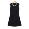 2025 Autumn French Chic Sleeveless Knit Dress with Studs and Rhinestones