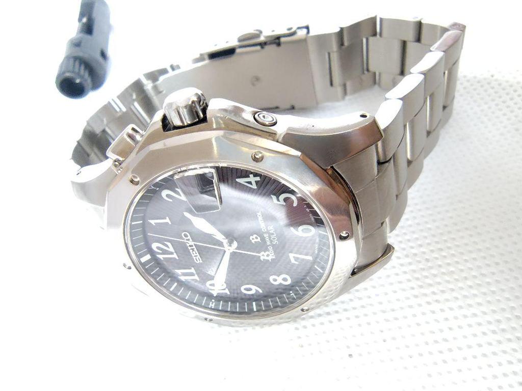 [USED] Radio-controlled solar watch, strap, rare Seiko Brightz titanium