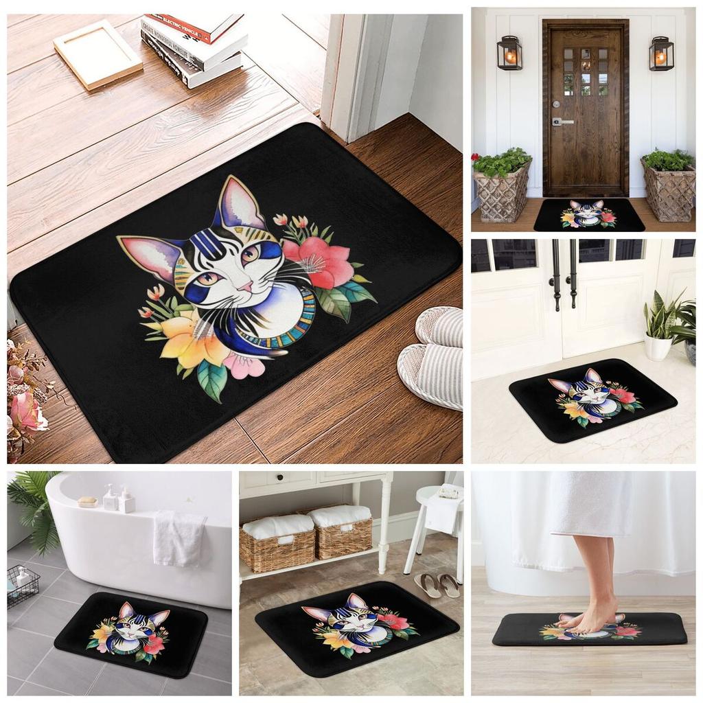Egyptian Cat Anti-slip Doormat Floor Mat Dust-proo Carpet Rug for Kitchen Entrance Home Bathroom Footpad Mats