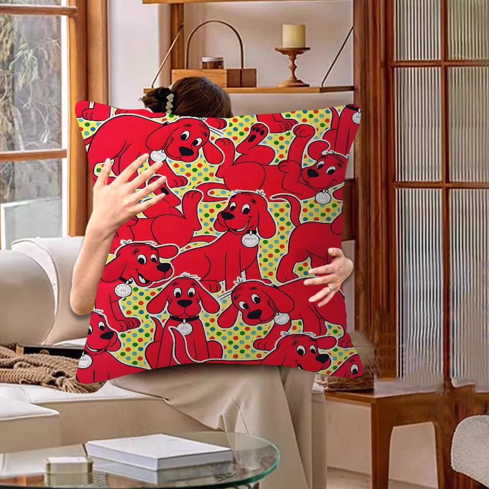 Cartoon Clifford The Big Red Dog Lucky Dragon Pillow Cover Sofa Cushion Cover Home Room Decoration Children Gift