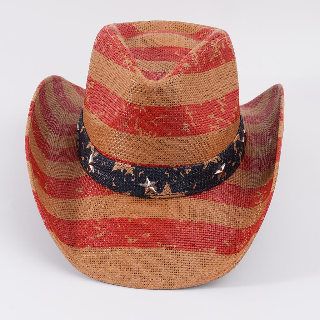 Big Eaves Jazz Straw Hat Women's Summer Outdoor Travel Shade Mountaineering Hat Tibetan Hat Men's Top Hat Western Cowboy Hat