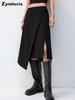 Minimalist High Waist Irregular Hem Knee-Length Skirt for Women Autumn Winter Office Wear