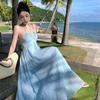 Seaside Vacation Super Fairy Atmosphere Halter Beautiful Sanya Photo Skirt French Neck Suspender Dress Summer
