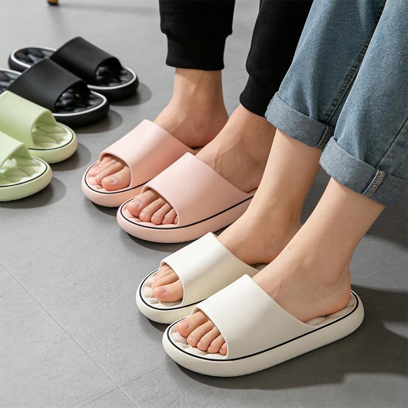 Unisex Colorful Flip Flops Door Slides Simple Super Light Fashion Soft Slippers Bathroom Elastic Shoes Beach EVA