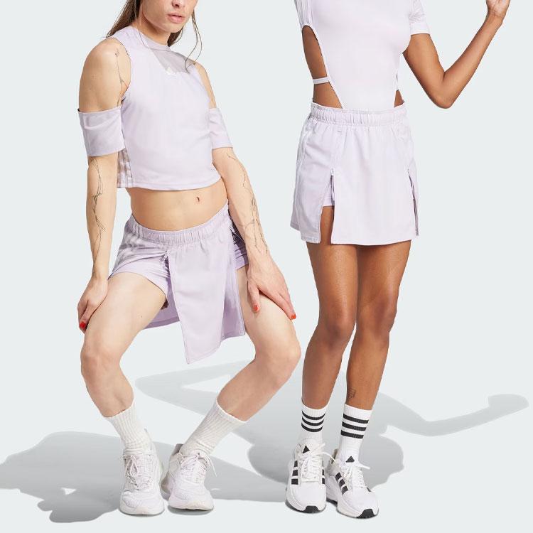 Adidas All-Gender Dance Woven Skort With Three Stripes And Elastic Waist Women Bottoms Silver IS0888