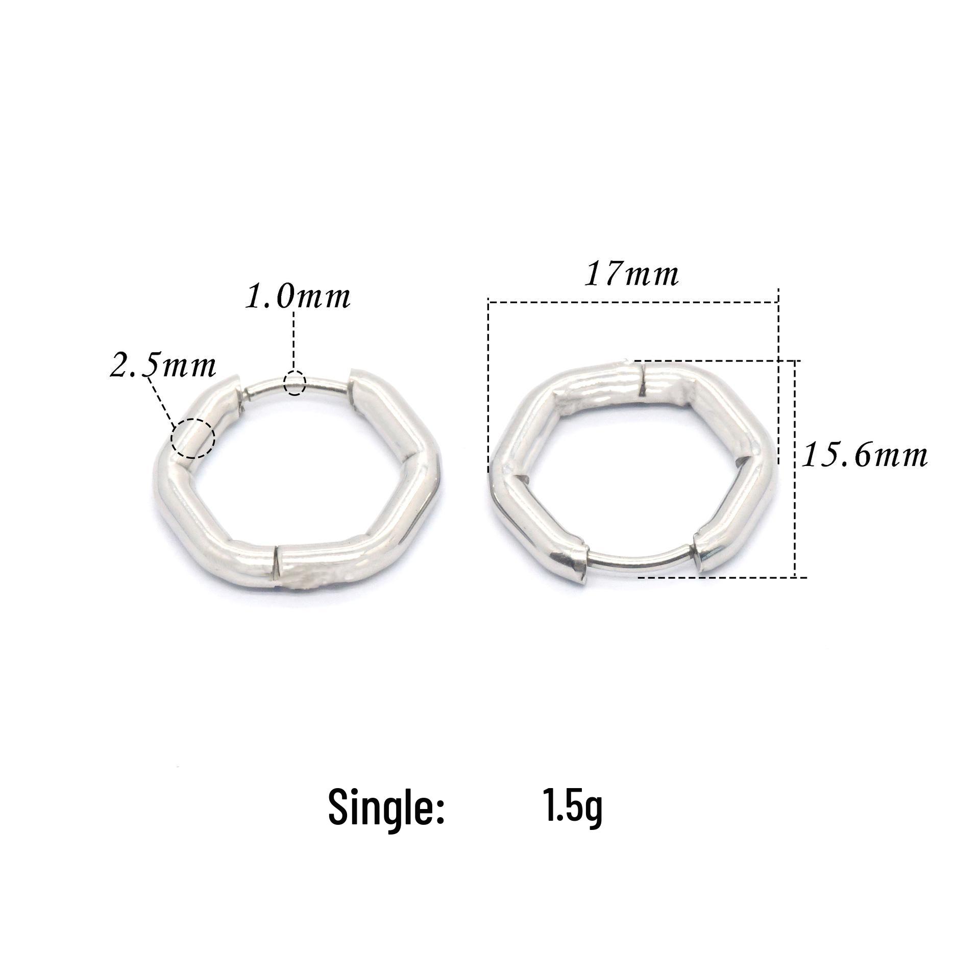 Cross Stainless Steel 18K Hexagonal Earring Clip
