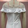Cross-border Summer New European and American Foreign Trade Women's Dress Flounce Hollowed-out Lace Dress