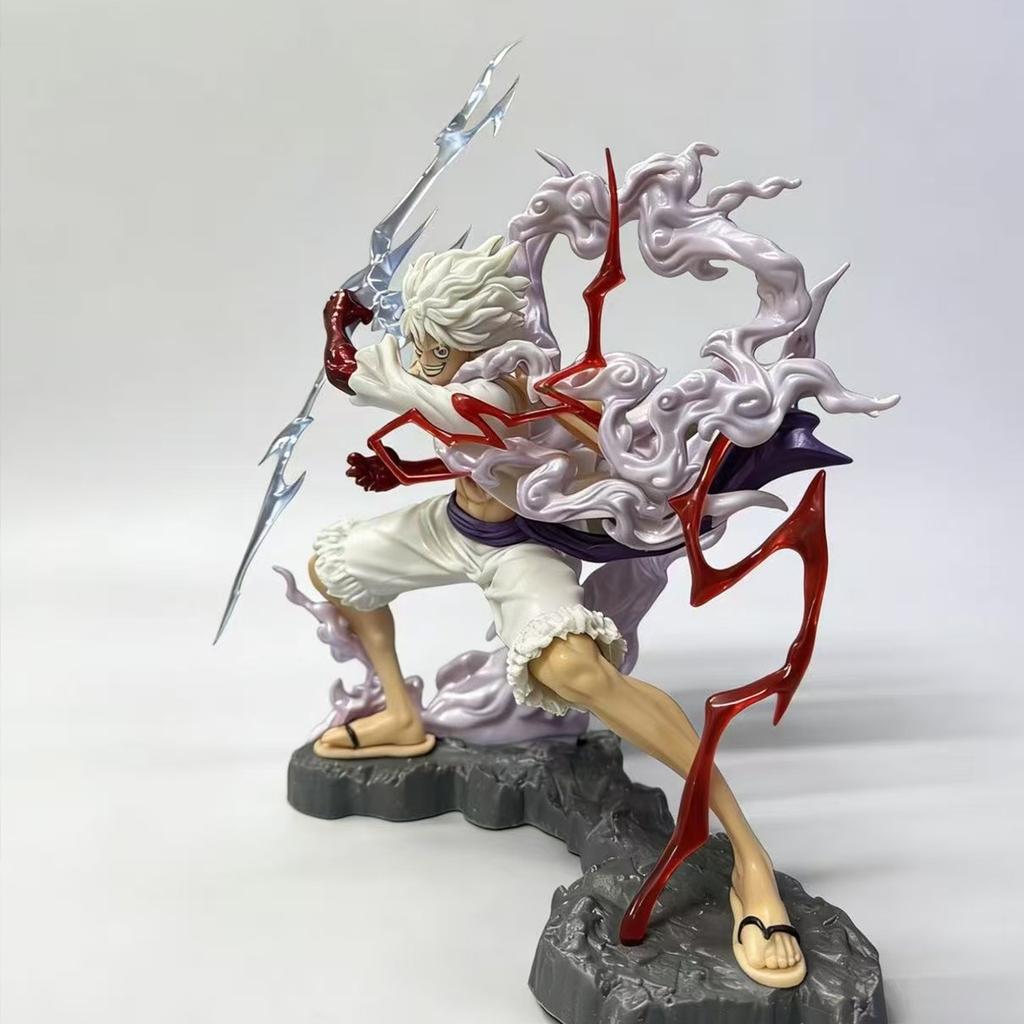 28cm One Piece Figure Sun God Gear 5 Nika Luffy Action Figure GK Thunderbolt Monkey D Luffy Model PVC Collectible Toy