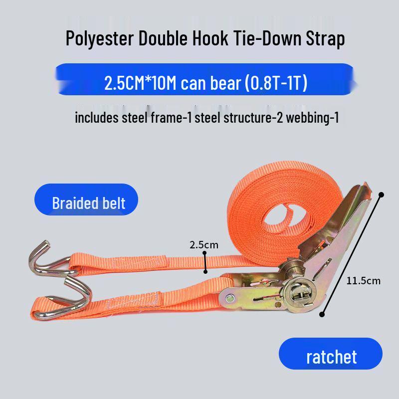 Heavy-Duty Wide & Thick Ratchet Tie-Down Straps for Cargo & Towing