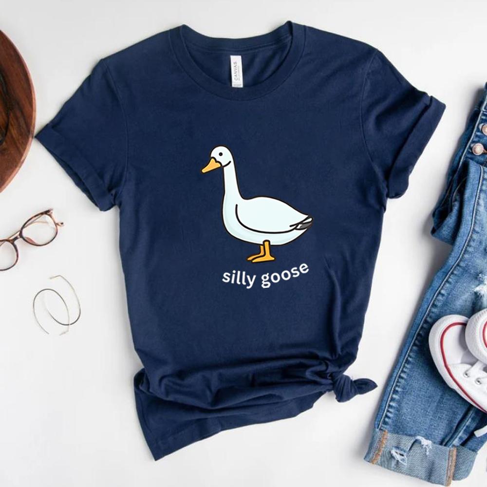 Silly Goose TShirt Cute Goose Short Sleeve Shirts Silly Goose University Shirt Funny Goose Tee Unisex Trendy Summer Casual Tops