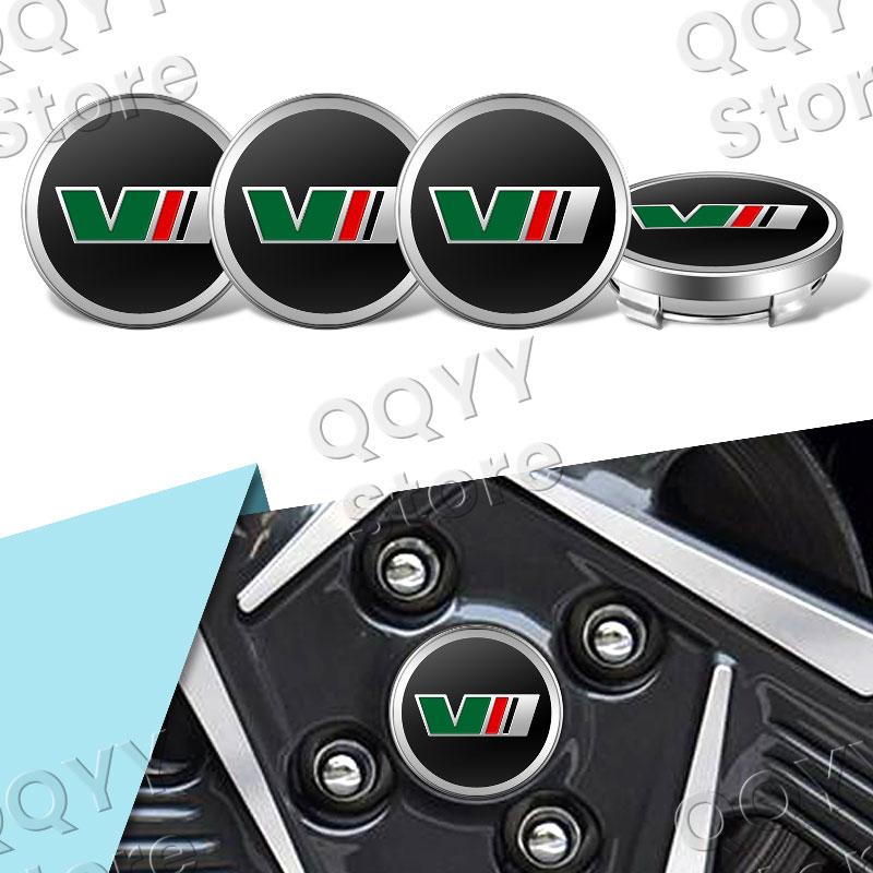 HSW2 4Pcs V VRS Logo Car Tire Wheel Center Hub Caps Decor Stickers For Skoda Octavia 1 2 3 Kamiq Superb Rapid Kodiaq Karoq Fabia