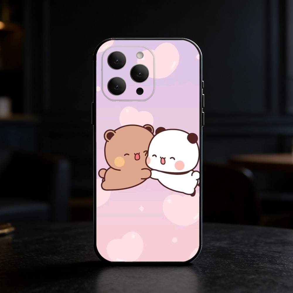 Cute BuBu DuDu Phone Case For iPhone 17,16,15,14,13,12,11 Plus,Pro,Max,Mini Silicone black Soft Cover