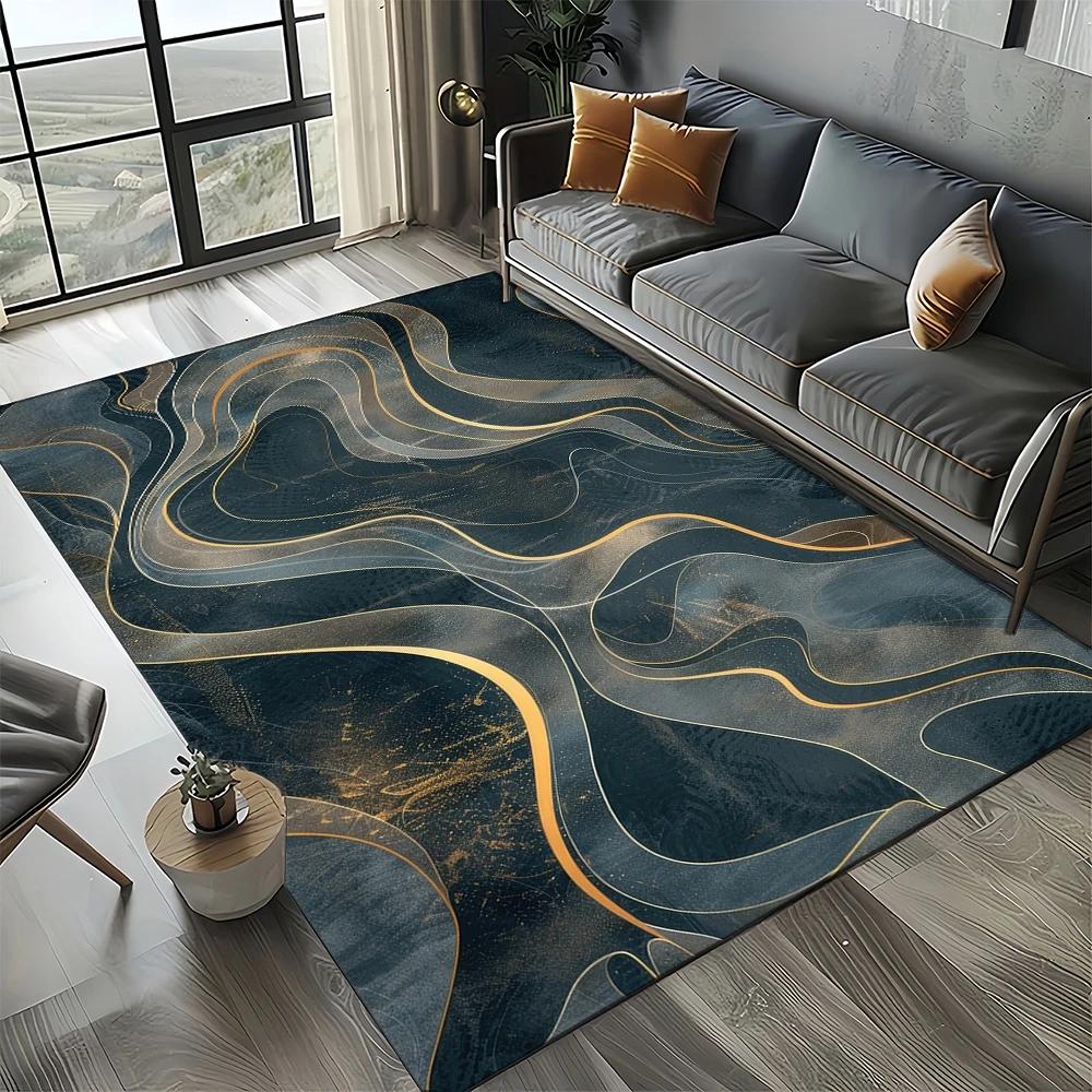 Neuer Stil Schwarz Weiß Gold Marmor Mode 3D Teppich Teppich für Wohnzimmer Schlafzimmer Zuhause Sofa Dekoration, Kinder Rutschfeste Bodenmatte