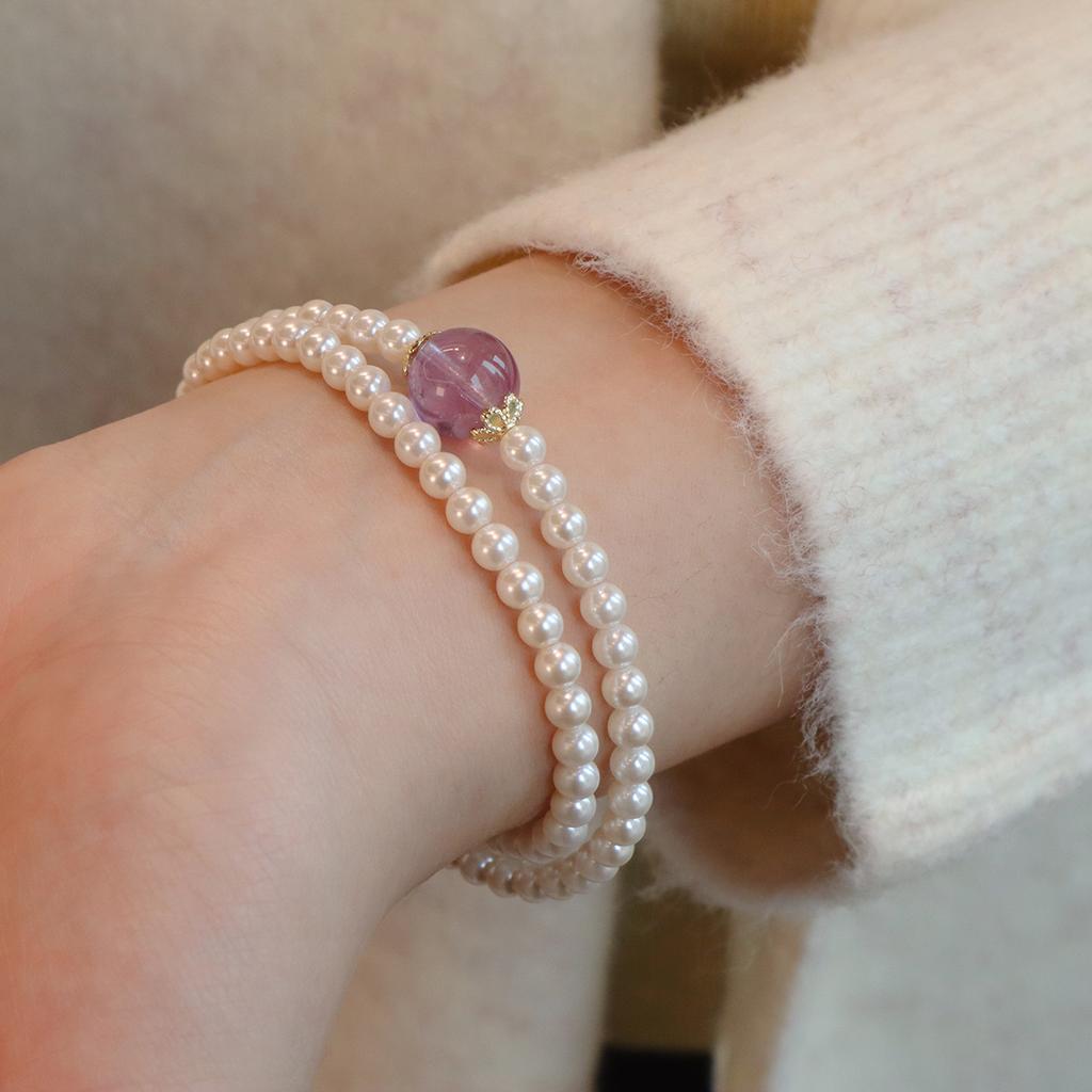 Temperament Jewelry, Natural Amethyst Bracelet, Strawberry Crystal Light Luxury Bangles Women Fashion Jewelry Accessories Gift