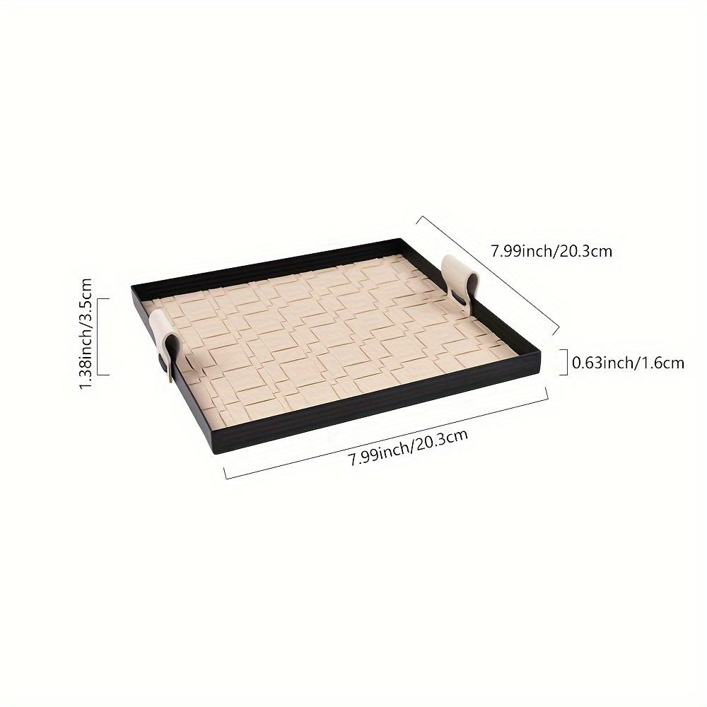 1pc Metal Jewelry Tray with Braided Leather Mat, Rectangular Tabletop Organizer for Skincare, Cosmetics, and Key Storage, Multipurpose Use for Home