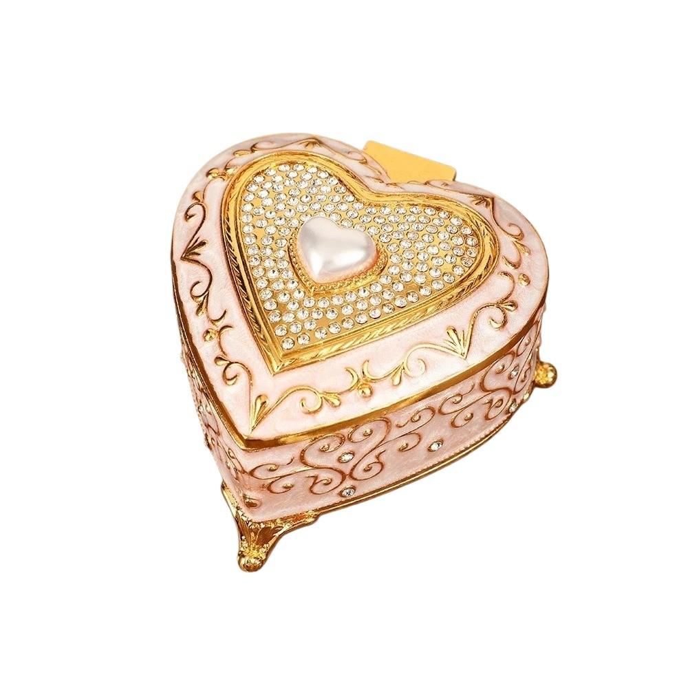 Zinc Zinc Zinc Alloy Retro Jewelry Container European Style Trinket Case Fashion Heart Jewelry Box Gifts