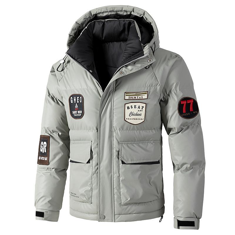 

Осень Зима Толстая Теплая Куртка с Капюшоном с Хлопковой Подкладкой Мужское Пальто Водонепроницаемая Верхняя Одежда Парки Мужская Спортивная Одежда XL темно серый