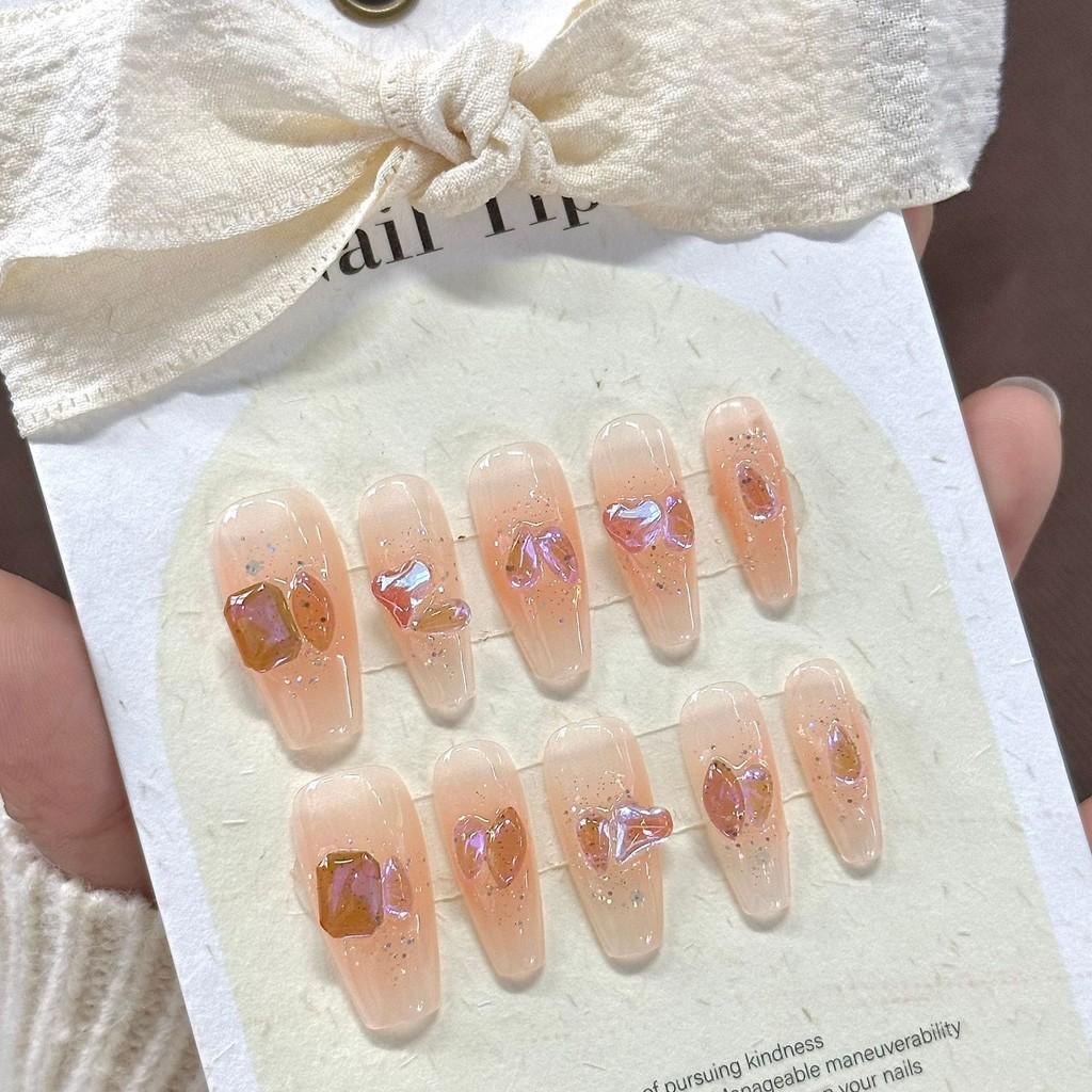 

Handmade Wear Nail Highgrade Temperament Long Wear Nail Paste Womens Style XS