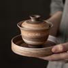 Coarse Pottery Covered Bowl Household Ceramic Kung Fu Tea Cup Tea Room Tea Bowl Kitchen Bar Supplies Chinese Style Gaiwan
