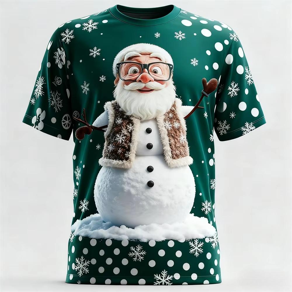 Sommer Herren Santa 3D-Druck Rundhals-T-Shirt