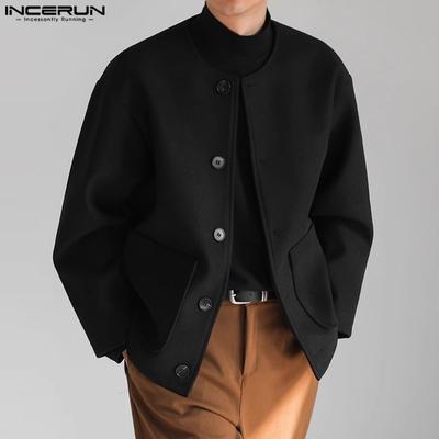 Autumn Winter Men Long Sleeve Button Up Jacket Coats