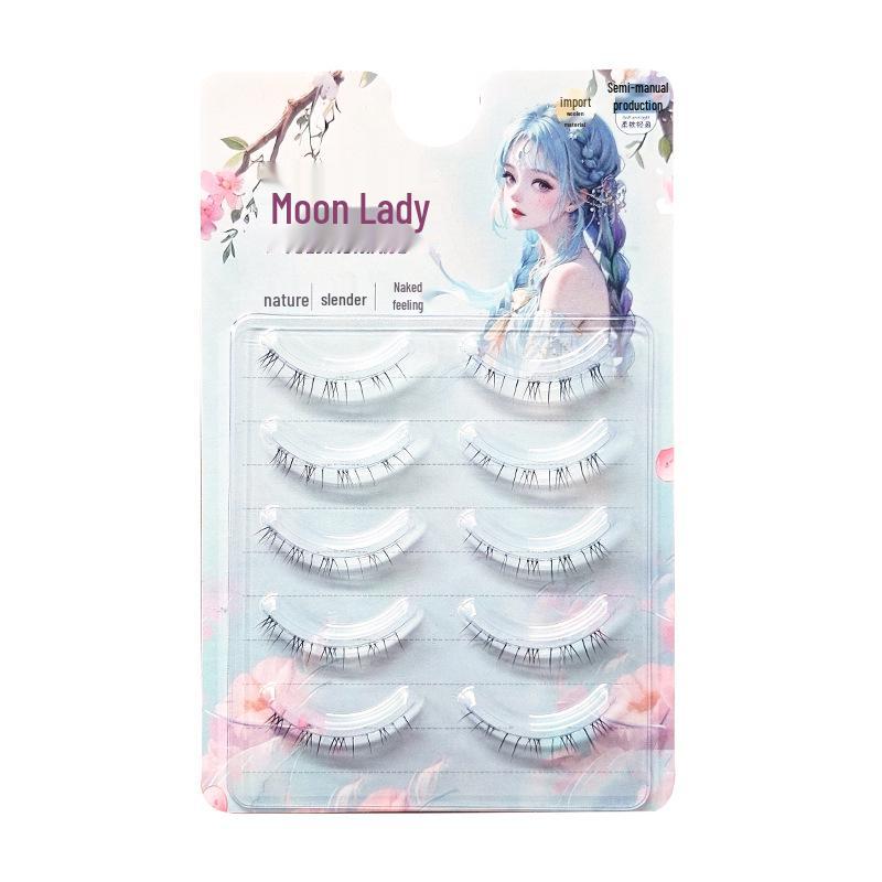 

Moon Jiao Niang Crossed Natural Thick False Eyelashes with Transparent Stem - Perfect for Beginners, Daily Wear, and On-Camera.