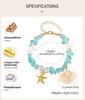 Starfish Shell Crushed Stones Pearl Beads Bracelet for Women, Gold Color Summer Beach Aesthetic Jewelry