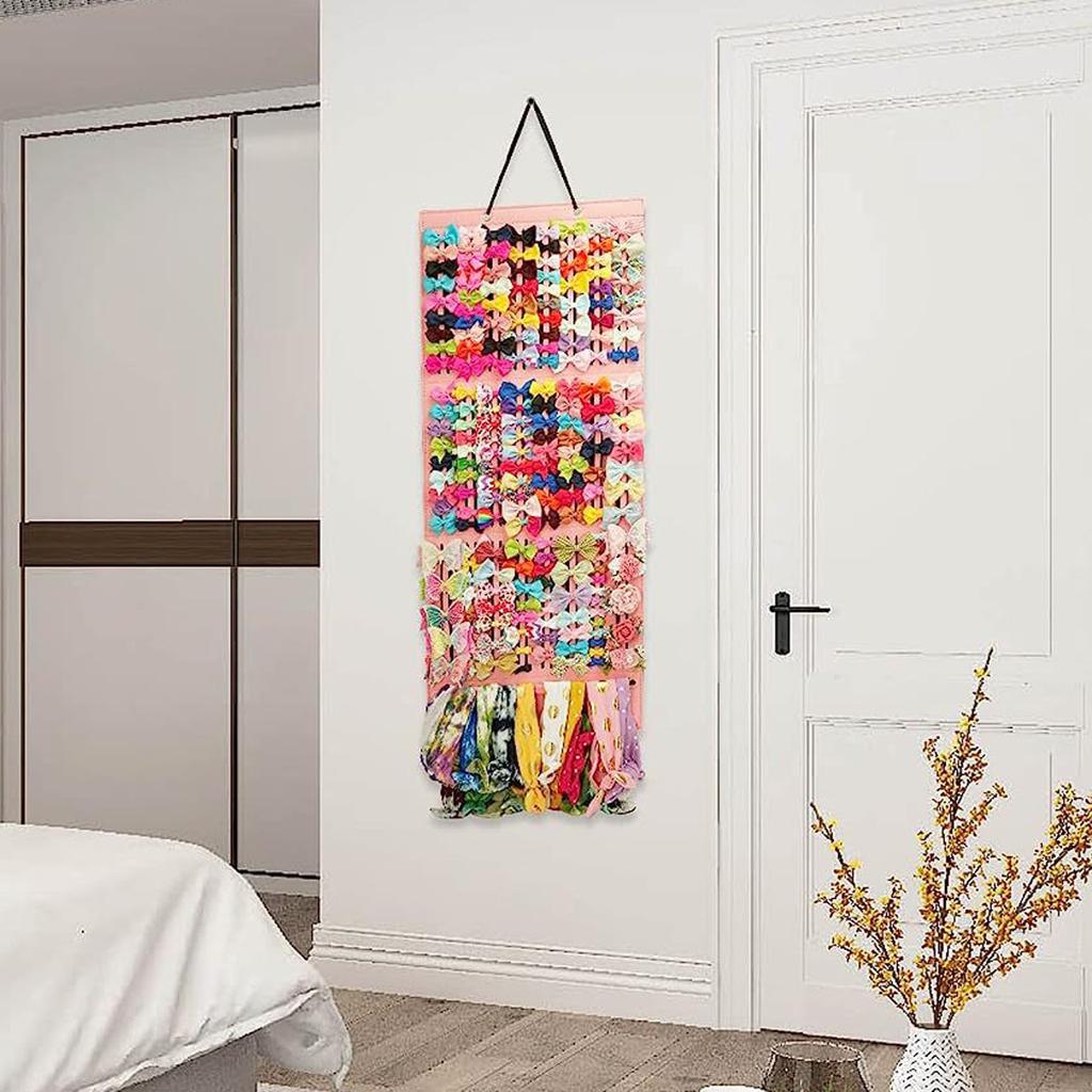 Hair Bows Organizer Large Capacity Headband Holder Wall Hanging Hair Clip Storage Hanger Space Saving Hair Girls Wall Decor