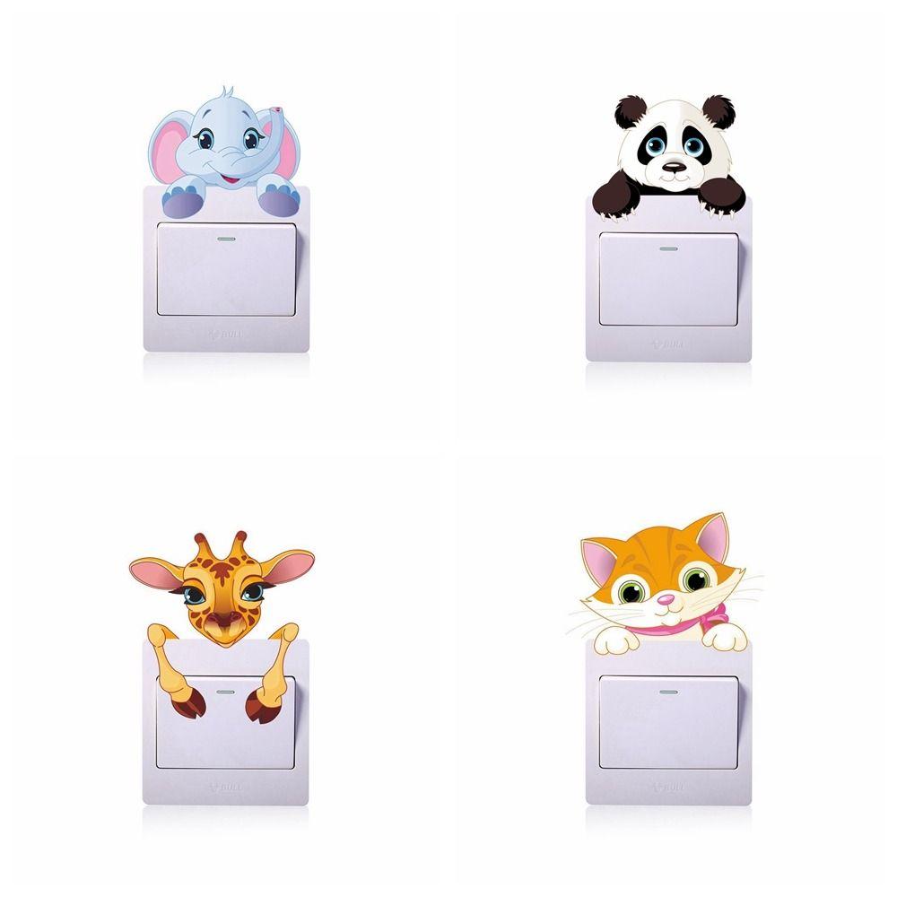 Self-Adhesive Light Switch Sticker Cartoon Removable Wall Sticker Animal Switch Sticker  Switch