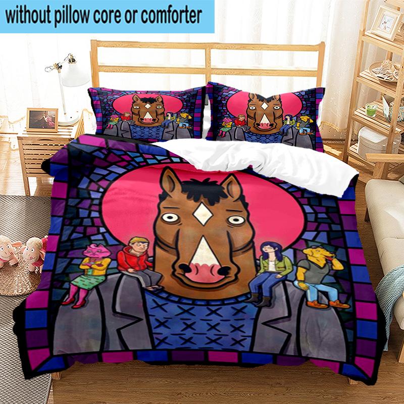3PCS Pink Cat Man Horse 3pcs Bedding,Including 3PCS Duvet Cover And 2pcs Pillowcases Perfect for Christmas,Ideal for Bedroom, Dormitory