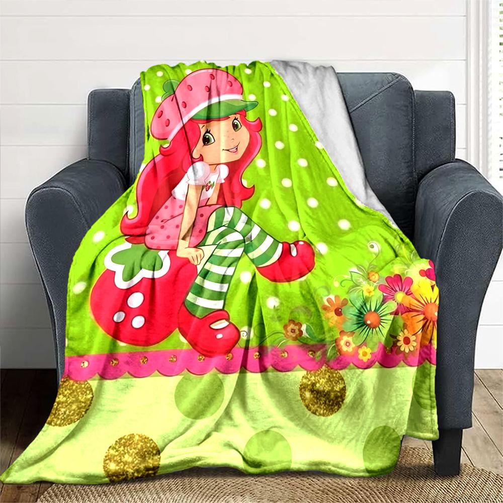 1pc Princess Strawberry11 Blanket, Gift, for Men and Women, Soft Blanket, Good for Sofa Bed Couch Travel, Lightweight Flannel Blanket