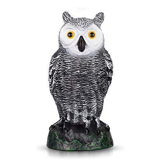 Plastic Owl Ornament Realistic Design Birds Scarecrow Owl Figure with Bright Yellow Eyes Birds Repellent Decorative Ornament