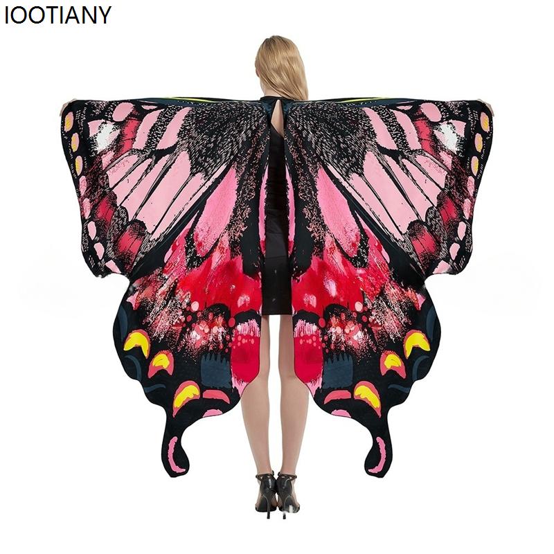 Halloween Dubbelzijdig Print Kleurrijk Fee Cosplay Kostuum Vleugels Sjaal Kleurverloop Dans Attributen Feestcadeaus Double layer print