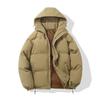 Autumn Winter Warm Puffer Jacket Women High Neck Hooded Zipper Design Cotton-Padded Coat Warm Couple's Bread Jacket