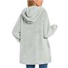 Manteau Long Décontracté en Polaire pour Femme Veste à Capuche Sherpa Oversize avec Poches Bouton Duvet Vêtement d'Extérieur Moelleux