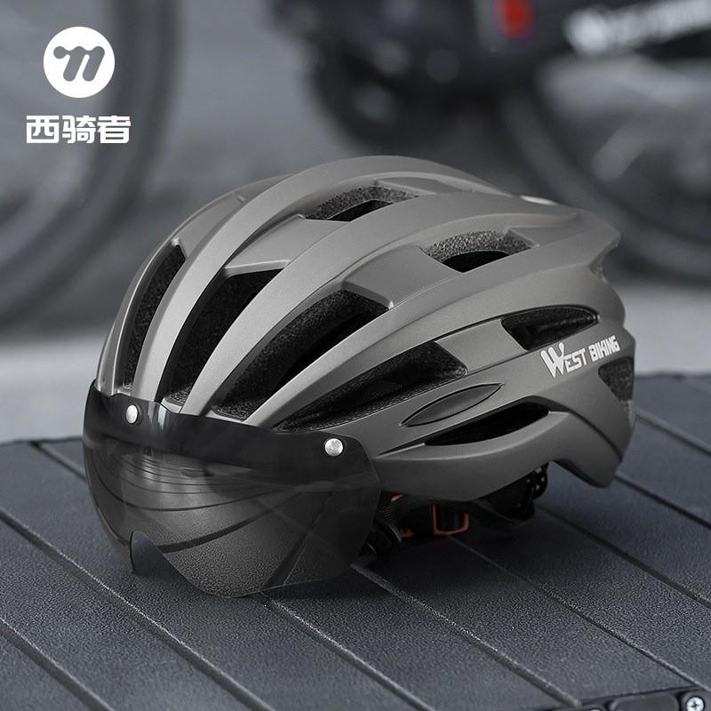 West Biking Cycling Helmet With Magnetic Goggle Taillight Mountain Road Bike
