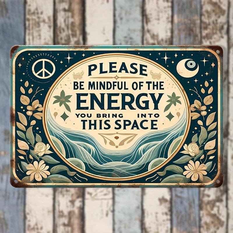 Vintage "Please Bring Energy To This Space" Sign (7.9" X 11.9") - Perfect for Home, Cafe, Bar, Garage and Outdoor Decoration