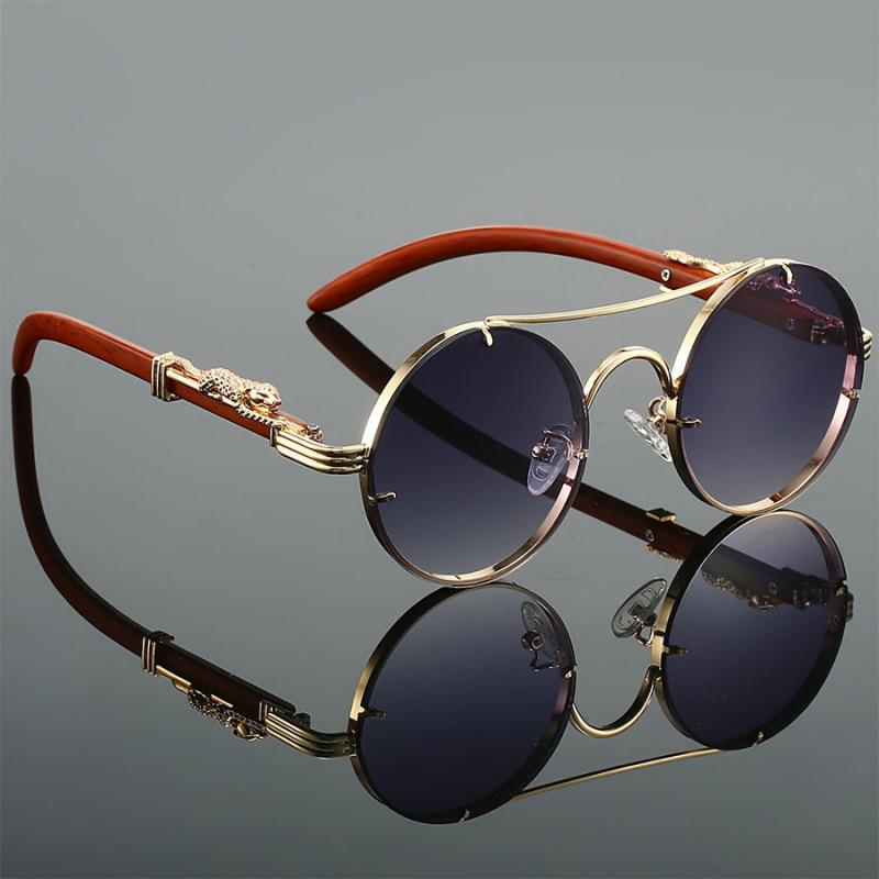 

New Retro Imitation Wood Grain Sunglasses Men S Oval Sun Glasses Women S Fashion Trend Uv Protection Leopard Glasses 1PC