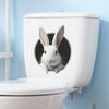 Rabbit Going Through Wormhole Toilet Wall Sticker Self-Adhesive Removable Waterproof 3D Illusion for Bathroom Home Decor Art