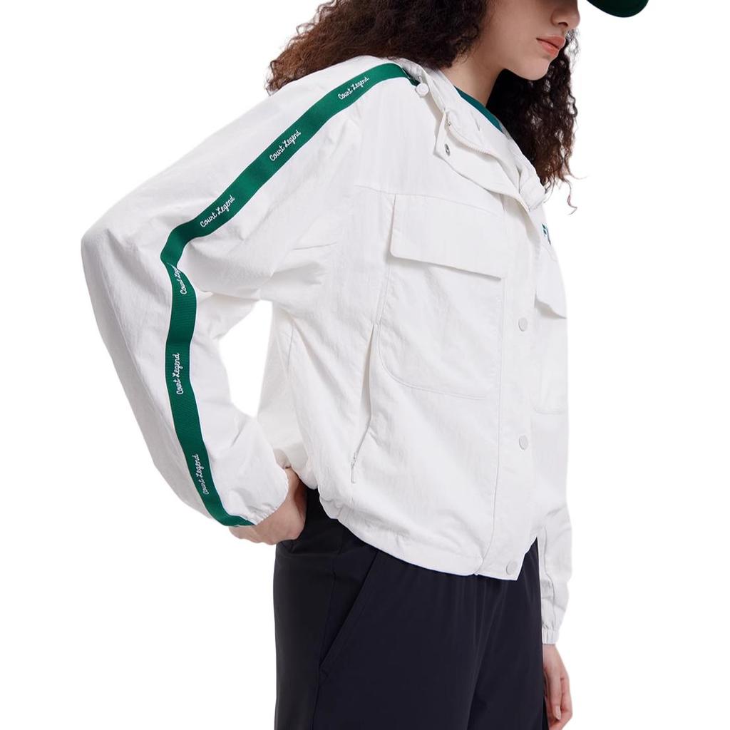 Fila Woven 2023 Autumn New Simple Tennis Fashion Loose Hooded Casual Jacket Women Jackets White F11W339705FWT
