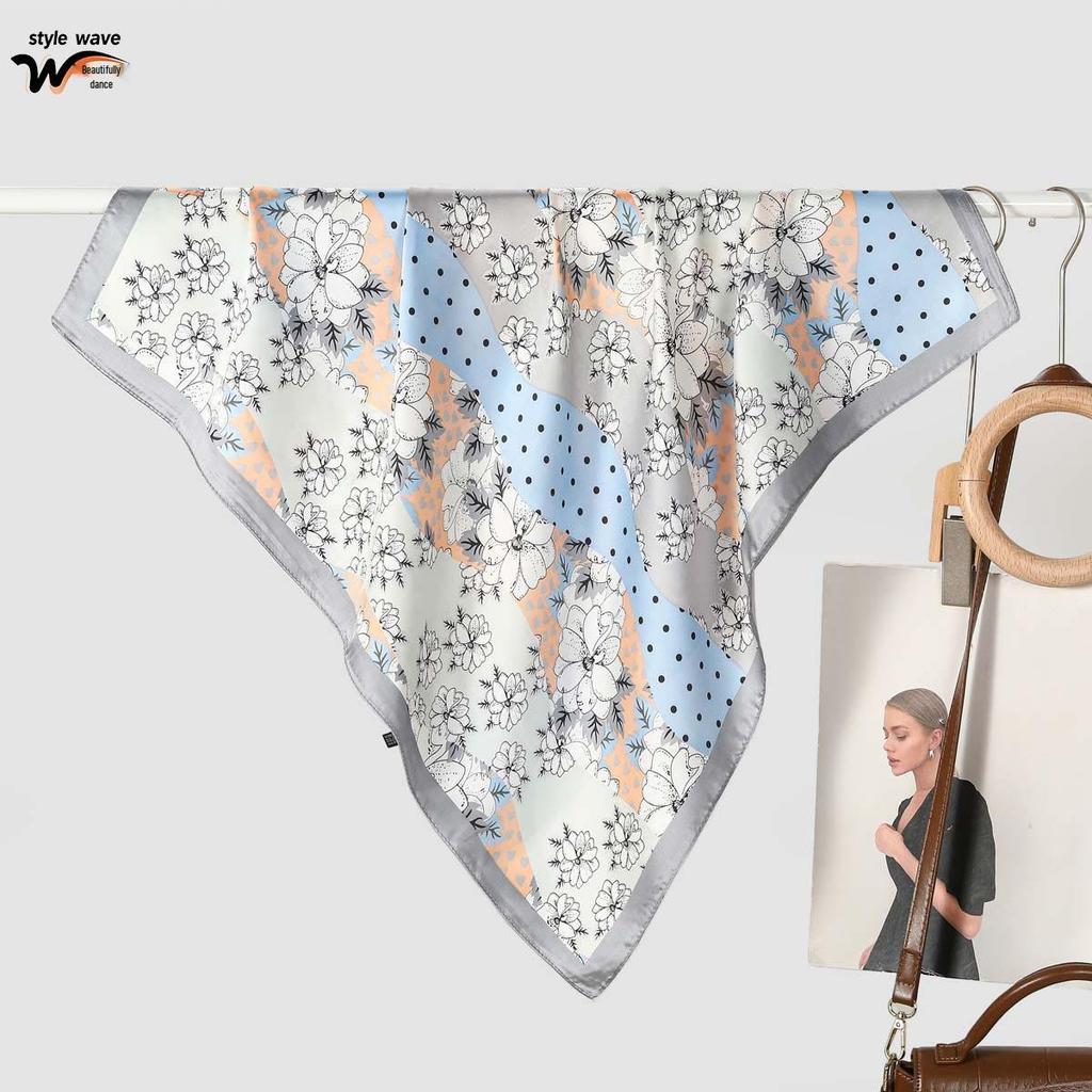 70CM Všestranný čtvercový šátek s kešu vzorem, imitace hedvábí: Multifunkční šátek na krk a gumička do vlasů pro všechna roční období
