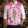 Men's Casual Wool V-Neck Sweater Vest with Christmas Print for Commute and Daily Wear