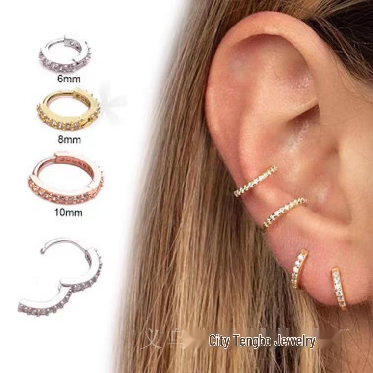 Zircon Korean-Style Diamond Ear Cuffs & Hoop Studs