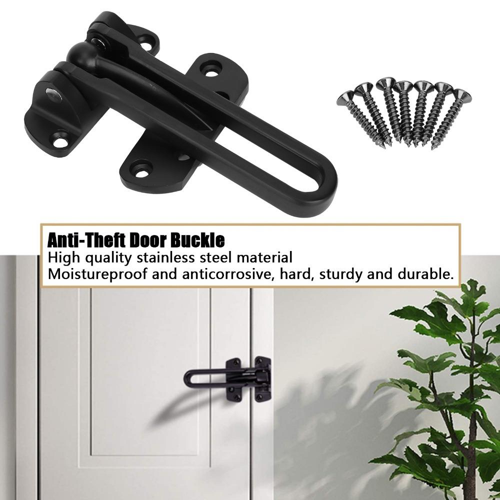 Zinc Alloy Door Security Latch Matte Black Anti-Theft Door Guard Sturdy Swing Bar Door Lock Hotel