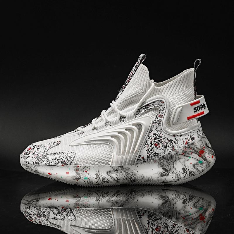 35-47 Scarpe da fitness sportive alte di grandi dimensioni traspiranti in tessuto volante estivo di tendenza moda unisex