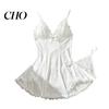 Accattivante Camicia da Notte Taglie Forti Sexy Babydoll per Donna, Scollo a V Pizzo Profondo Camicia da Notte Rete Trasparente Camicia da Notte, Spalline Sottili Chemise Slip Dress