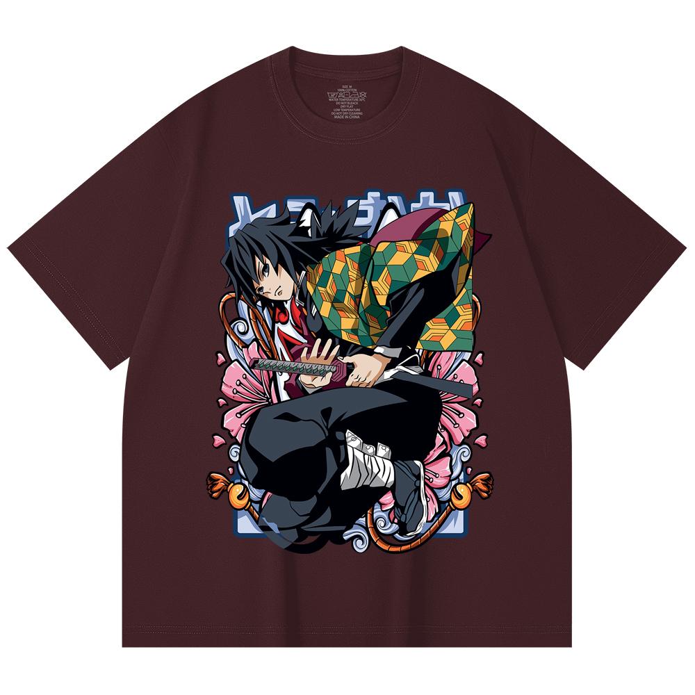 

230 Gsm 100% Cotton Demon Slayer V74 Tomioka Print Unisex Heavy Cotton T Shirt 2XL
