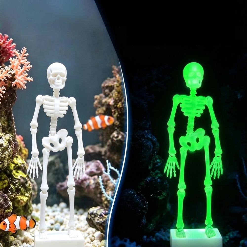Realistic Dancing Skeleton Aquarium Bubbler 1D Printed with Pipe Suction Cup Fish Tank Dance Skull Bubbler Underwater