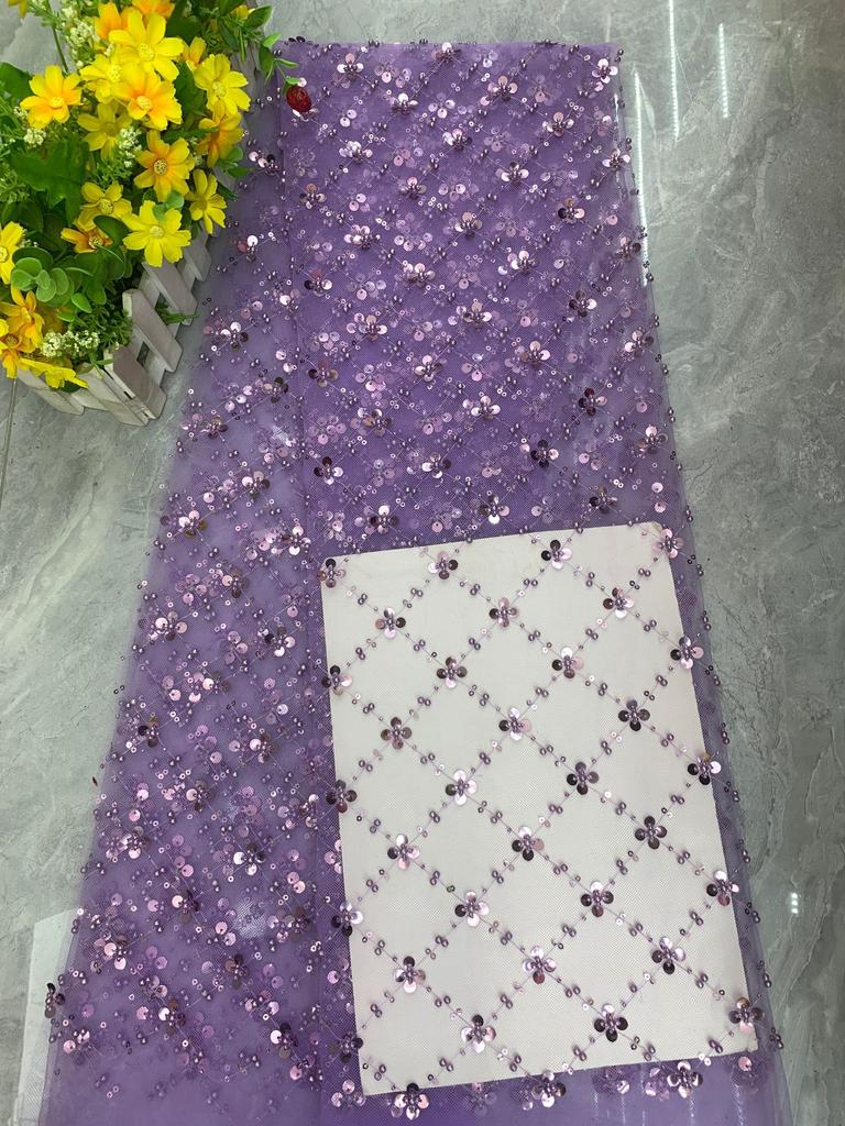 Square Sequins Organza Lace Fabric 1/3/5Yard French Luxury Beads Lace Nigerian Sequins Tulle Lace Fabric for Wedding Party Dress