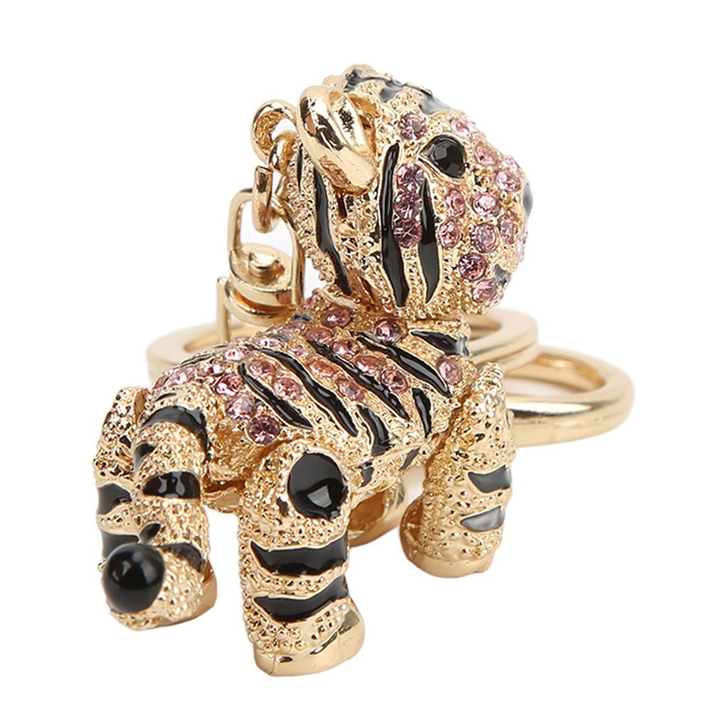 Tiger Schlüsselanhänger Dreidimensional Kleiner Tiger Strass Auto Schlüsselanhänger Damen Taschenanhänger AnhängerPink